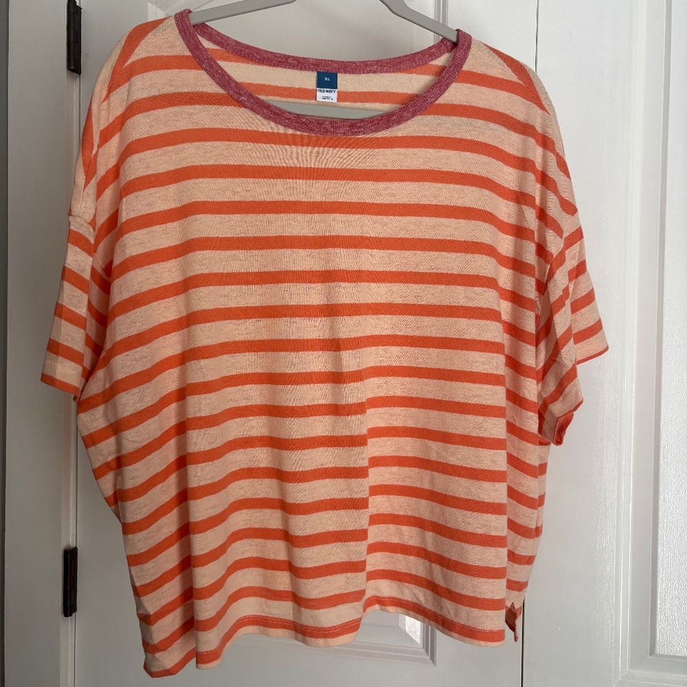 Orange Striped Old Navy Short Sleeve T-shirt